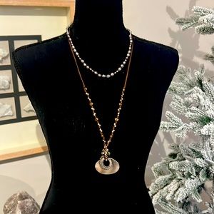 JJill silver bead and leather necklaces